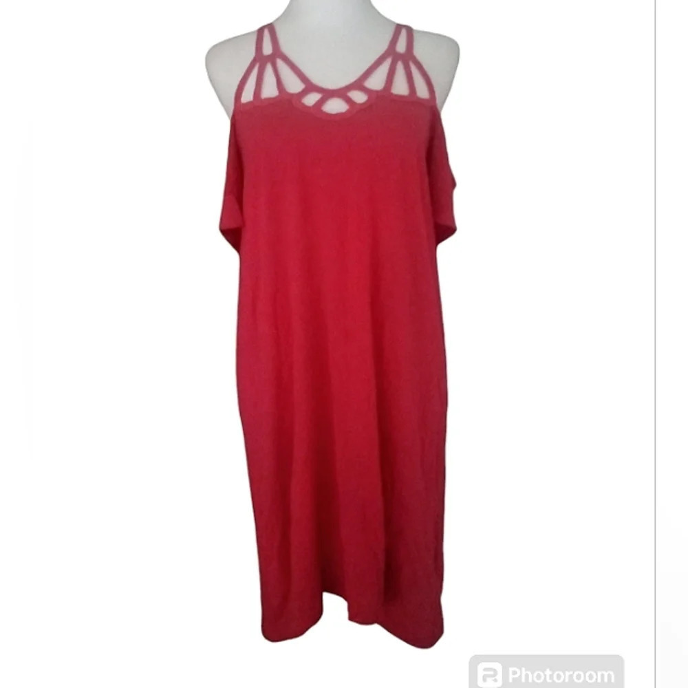 Michael Stars Pink Crochet Neckline Off Shoulder Knee Length Dress Size Medium
